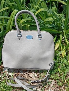 Michael Kors Cindy Dome Satchel With Crossbody Strap In Gray